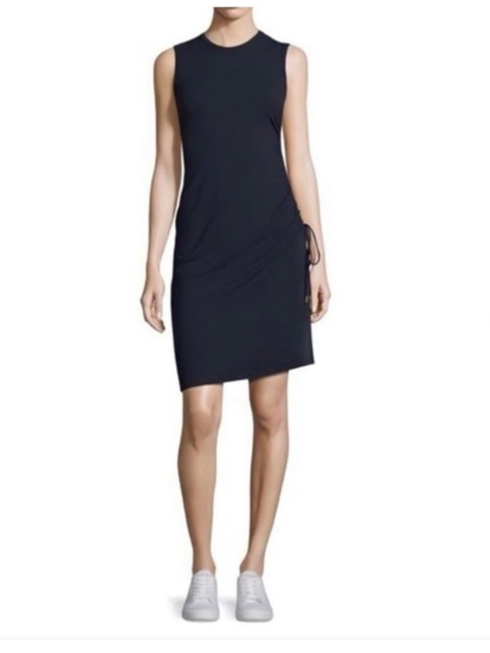 Theory Navy Sleeveless Side-Tie Mini Dress
